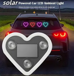 Lampu LED Ambient Mobil - Lampu LED Neon Kaca Berbentuk Hati Bertenaga Surya / Tahan Air IP65 / Dekorasi Mobil dengan Mode yang Dapat Disesuaikan Car