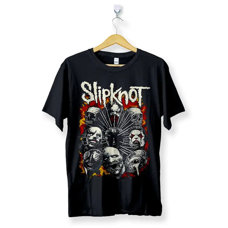 Kaos Band SLIPKNOT FACE | Baju Distro Band Metal Rock and Roll | Premium Tshirt Cotton Combed 24S Sablon 1