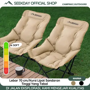 SEEKDAY Kursi Lipat Santai Outdoor Soft Isian Katun Tebal Kursi Sandaran Tinggi / Kursi Lipa Camping Bedan 180kg Lebar Kokoh