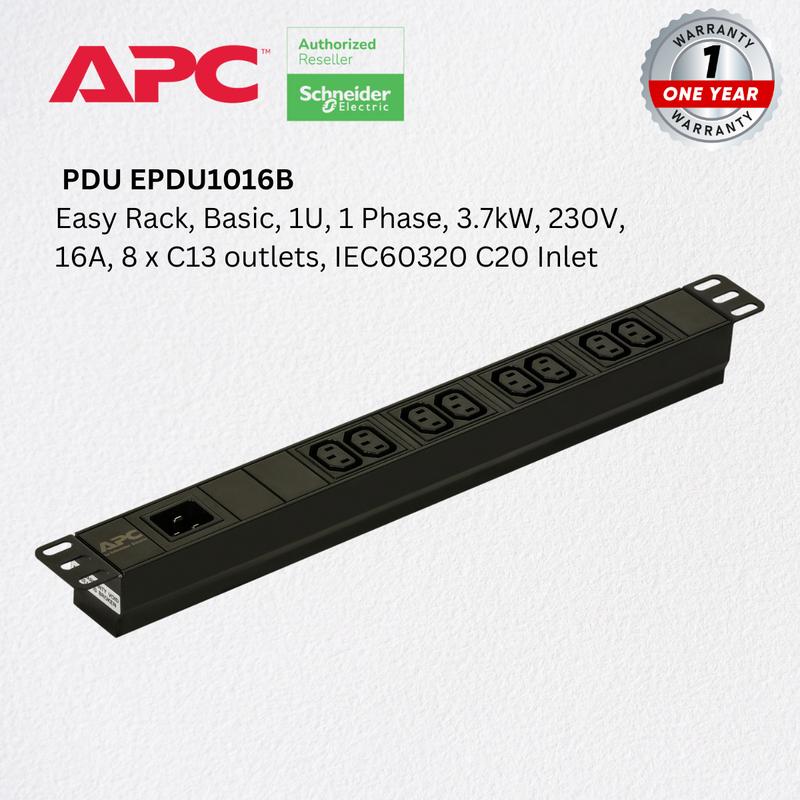 APC Easy Rack PDU EPDU1016B , Basic, 1U, 1 Phase, 3.7kW, 230V, 16A, 8 x ...
