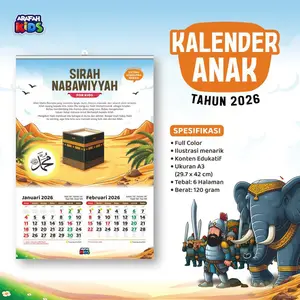 Ready Pustaka Arafah Kalender Anak Sirah Nabawiyyah 2026 H Ukuran A3 Full Color Edukasi Inspirasi Islami Anak Belajar Akhlak Mulia
