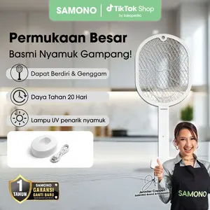 (BISA COD) Samono Raket Nyamuk Elektrik UV 3500V Bisa Berdiri, Gantung & Genggam [SW-MS40] Putih