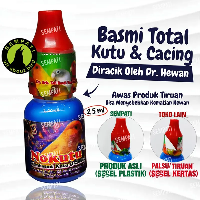 SEMPATI No Kutu Dr.Edhi Obat Burung Sakit Cacingan Kutuan Kaki Bersisik Terkena Tungau Pembasmi Kutu & Cacing 0