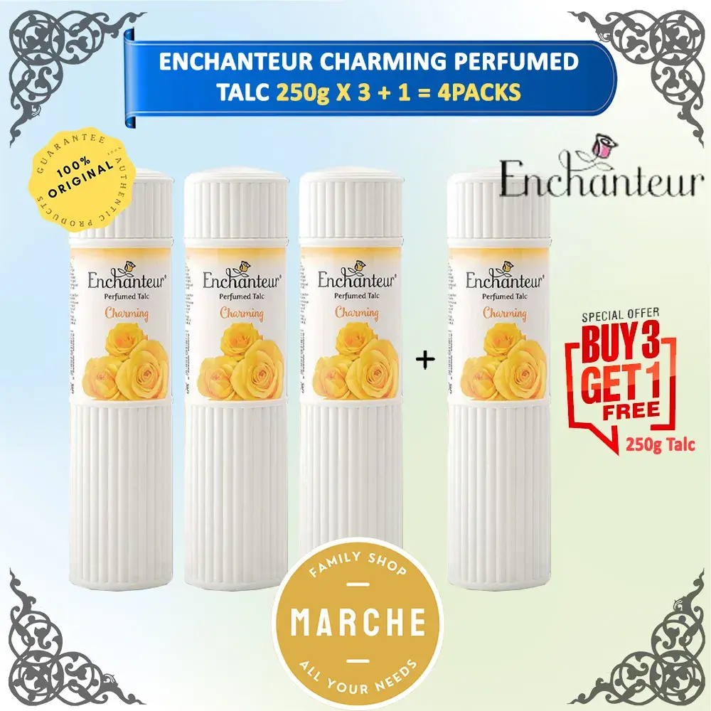 ENCHANTEUR Charming Perfumed Talc 250g ( Buy 3 Get 1 Free 250g Talc) #Marche Family Shop# Body Care Powder Cosmetic Skin Repair