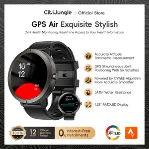 【Jam Tangan GPS Super Ringan】Citijungle Smartwatch GPS AIR dengan desain ultra ringan (46g), layar AMOLED HD 1,32 inci, GPS bawaan, tahan air 50m, banyak mode olahraga & fitur kesehatan, Bluetooth, dan dukungan sinkronisasi data ke Strava.