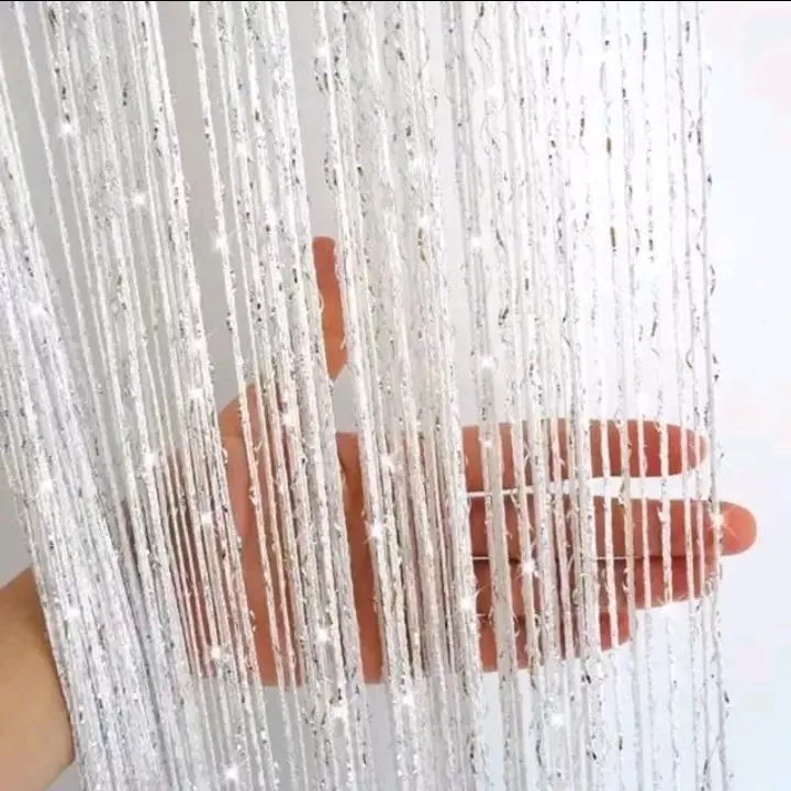 Tirai Glitter dekorasi warna putih 100x200cm 4