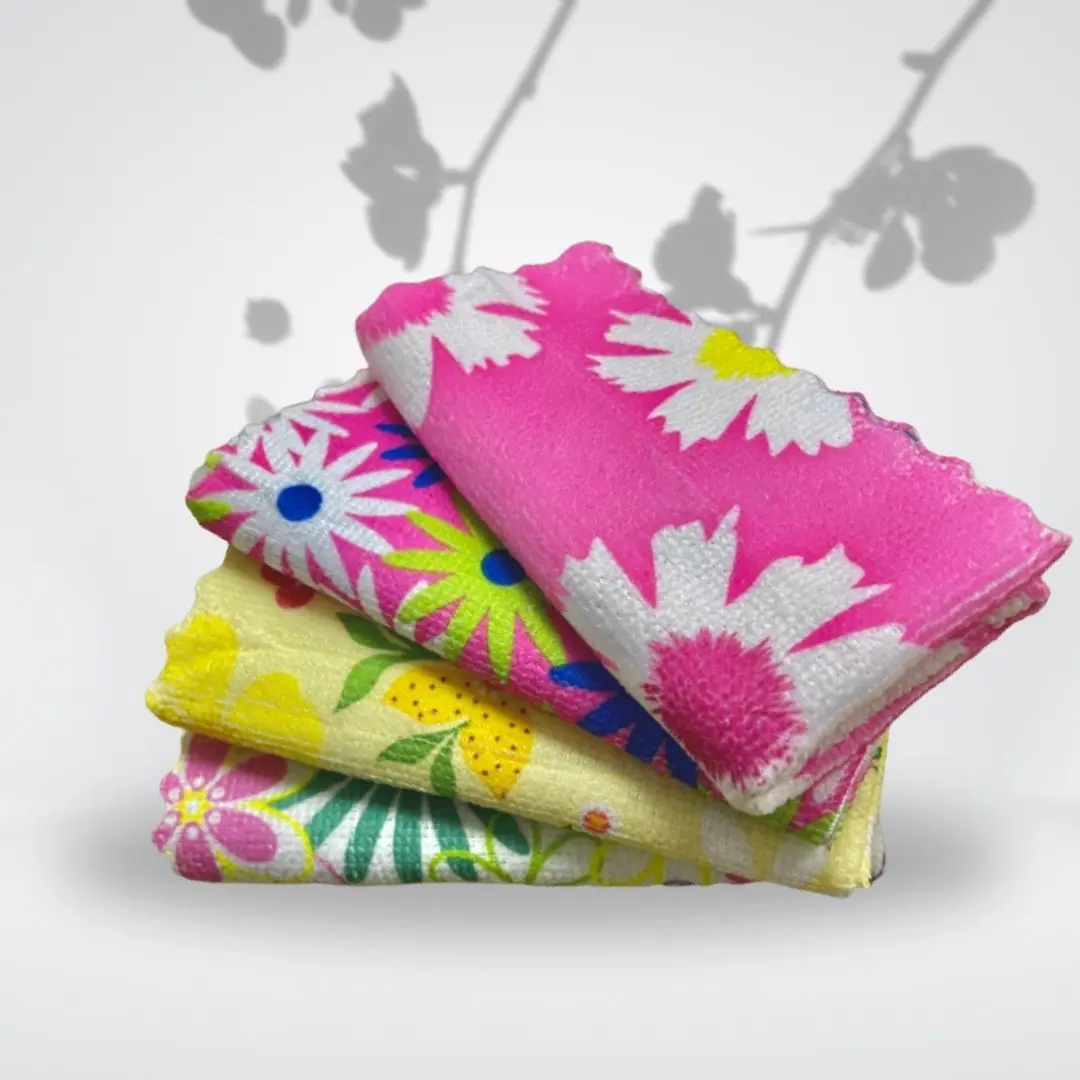 MULTIPURPOSE SOFT MICROFIBER KITCHEN TOWEL  /MULTIFUNCTIONAL TOWEL /KAIN DAPUR /KAIN LAP PINGGAN Floral Cloth Hand Washing/ Car Wash4811