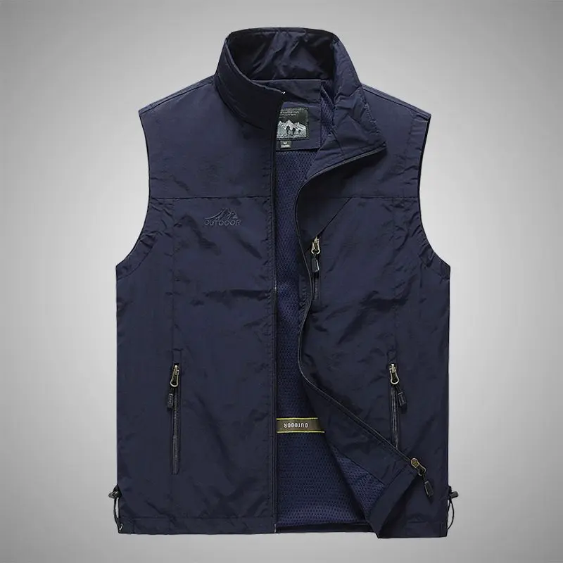 Rompi Outdoor Vest Touring Anti Air Anti Angin Mayer Poliyester Waterfrop Sport Unisex - Leher Tinggi Saku Multifungsi Risleting Depan - Ukuran M-L-XL-XXL Hitam Motor 2
