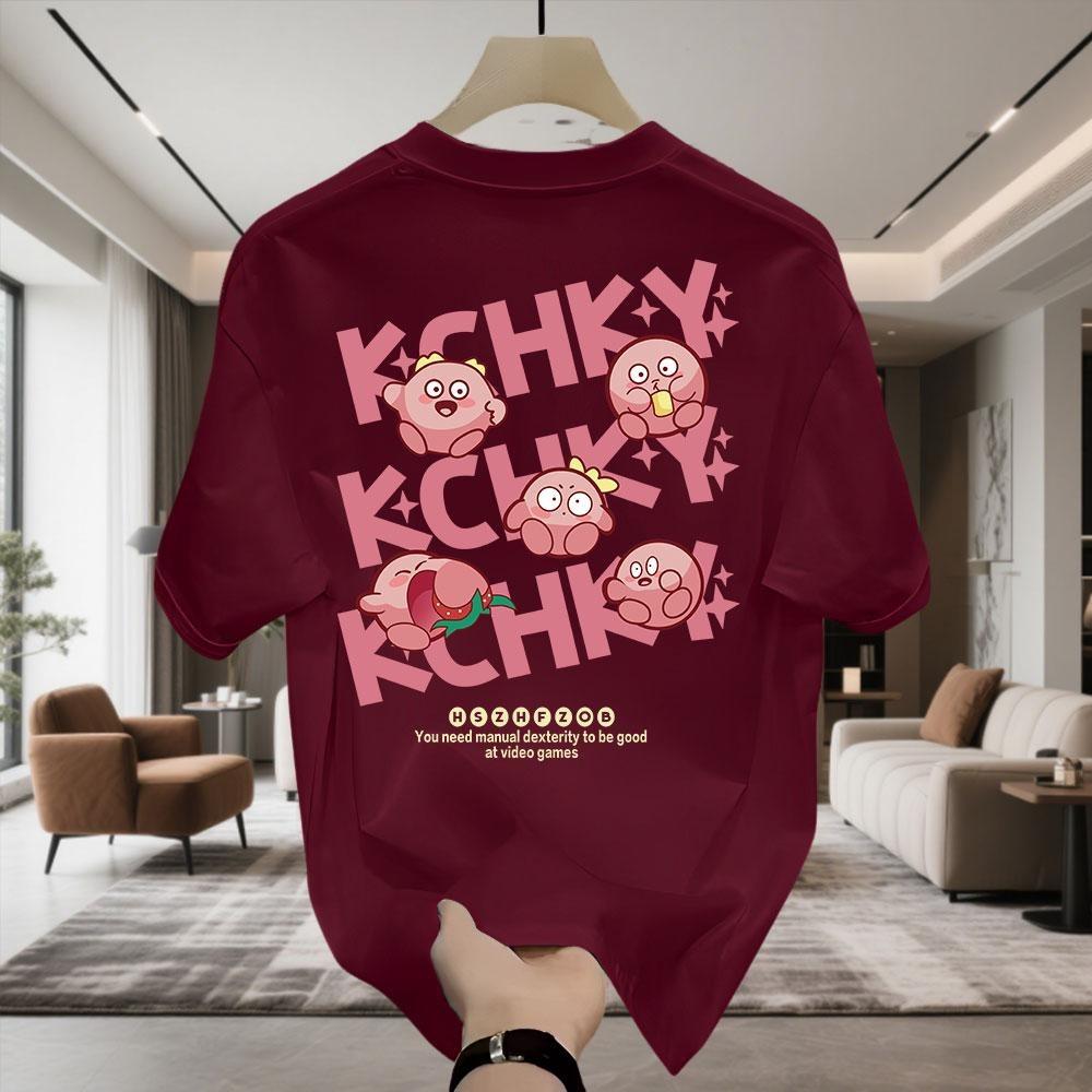Kaos Lengan Pendek Ukuran Besar Motif Huruf Personal 100% Pink Desain Longgar Atasan Leher Bulat Unisex Kaos Lengan Pendek Ukuran Besar Motif Huruf Personal 100% Pink Desain Longgar Atasan Leher Bulat Unisex