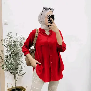ELSA KEMEJA CRINKLE JUMBO // DAILY BLOUSE WANITA KEKINIAN Kancing Tangan Atasan Oversize Airflow