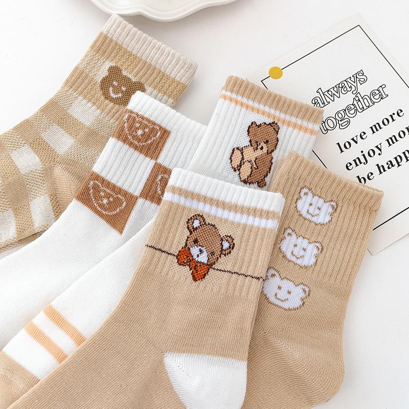 KS42 Kaos Kaki Pria Wanita Motif Bear Bear Kaos Kaki Panjang Beruang Fashion Korea 6