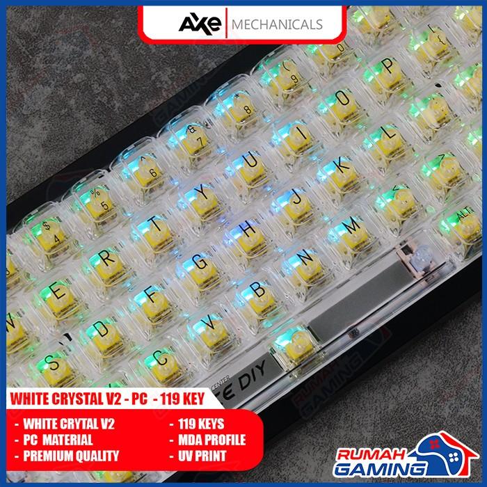Gambar Keycap - Keycaps - MDA Profile - White Crystal V2 - Transaparan - PC Material - RGB Shine Through - UV Print dari Rumah Gamings Kota Administrasi Jakarta Barat Tokopedia