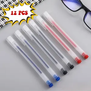 MMM Pulpen Gel 0.5mm Transparant Isi SELUSIN / 1 LUSIN 12PCS Bolpoin Pena Pulpen Tinta Gel Cair Pena Transparants Pen Gel (BELI LOKAL) Merah Plastik Stationery Tulis