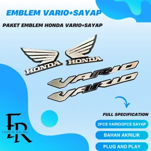 PAKET SPECIAL EMBLEM HONDA SAYAP WINGS DAN HONDA VARIO 1 PAKET ISI 4PCS AKRILIK MIRROR