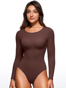 THESISIQUEEN Body de Manga Larga Ajustado para Mujer Camiseta Interior Esencial Tela Suavidad y Fluidez Segunda Piel Ultra Suave y Sin Peso