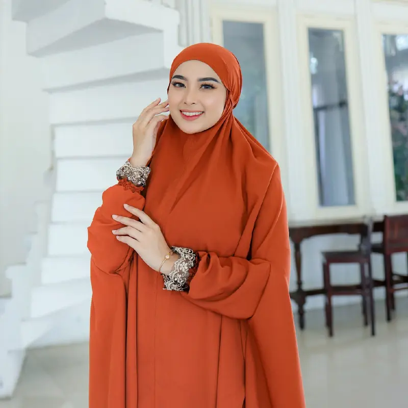 Khadijah Haji Umrah set gamis iner tanpa lengan khimar tangan smok karet Size Jumbo XXXXL Jilbab Kombinasi 8
