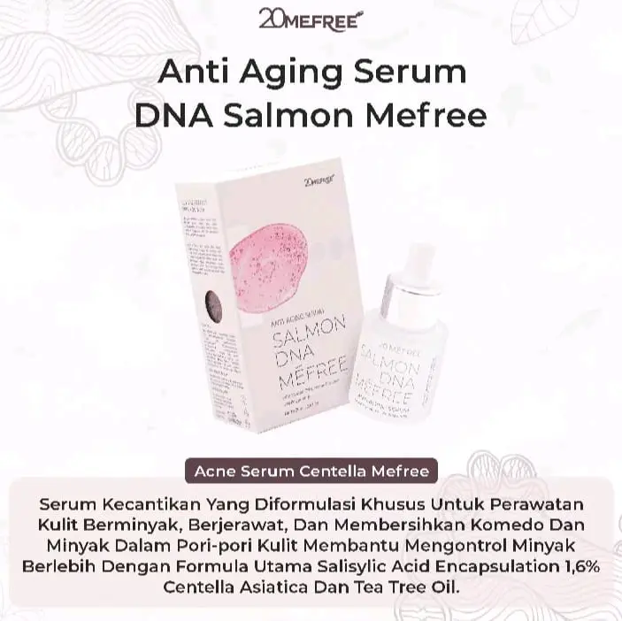 HOT PROMO! 20MEFREE - ANTI-AGING SERUM SALMON DNA MEFREE/SERUM PEMBERSIH MUKA/ MUKA BERSIH/ AMAN UNTUK KULIT/PERAWATAN WAJAH TAMPAK LEBIH MUDA / MENGURANGI KERUTAN SERUM JERAWAT/ UNTUK KULIT BERMINYAK glow Vitamin Tetes Lactic Mencerahkan Niacinamide Acid 1