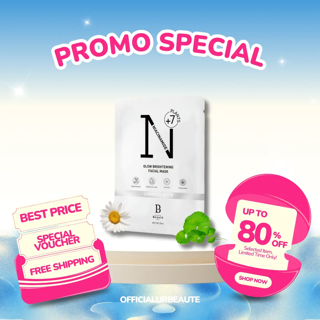 Premiere Beaute Glow Brightening Sheet mask - Masker wajah yang dapat mencerahkan, glowing dan melembabkan kulit
