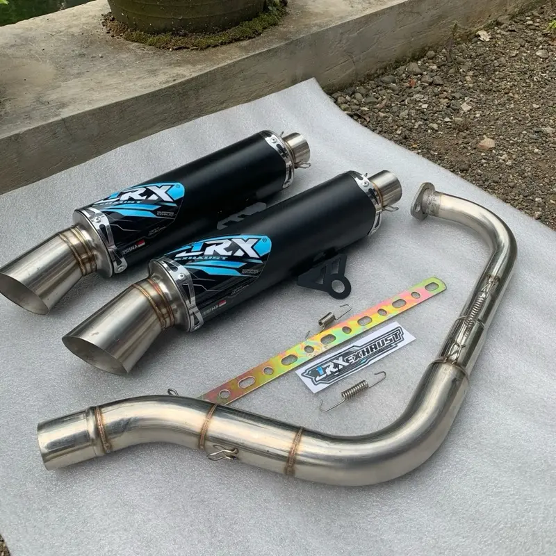 KNALPOT ORIGINAL JRX EXHAUST V4 TYPE SAMLONG FINISHING BLACK COUTING UNTUK SEMUA MOTOR METIK 3