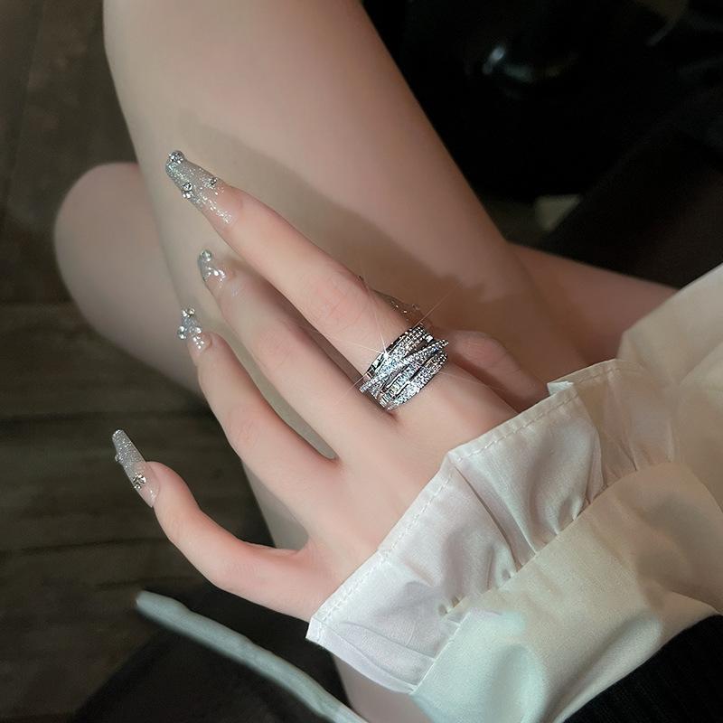Product Introduction of Cross ring, geometric design, high quality, retro style, perforated design, double layer stacking, adjustable, multipurpose fashion ring, women ring 5