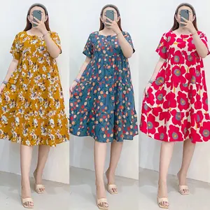 90ribu Dapat 9pcs Daster Rayon Promo Cuci Gudang  Dress Wanita Bumil Busui Motif Hamil Katun Kancing Lengan