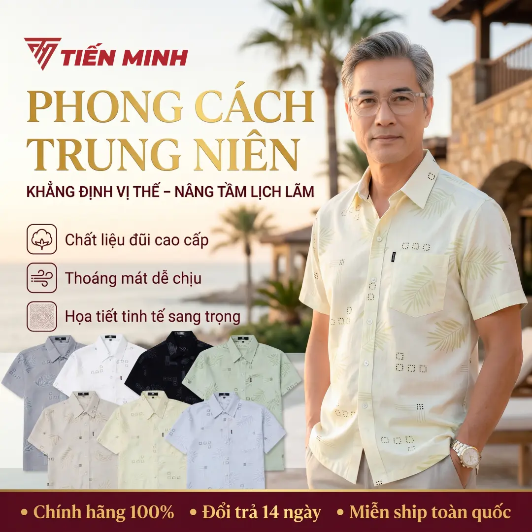 (Deal Combo) XO17 Áo Sơ Mi Vải Đũi Trung Cao Cấp Trung Niên Ngắn Tay Dáng Suông Vạt Ngang Tiến Minh Họa Tiết Menswear XO17 Ong Trắng