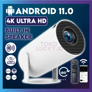 Smart Proyektor Portable HY300 Ultra HD Android 4K Bluetooth 2.4+5G Wifi 6 Phone Mirroring HDMI