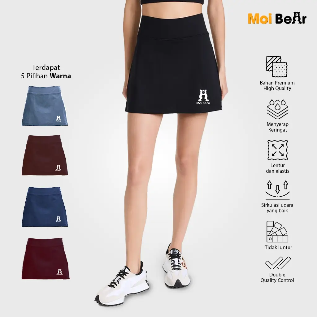 Rok Mini Penutup Celana (LEGGING) Olahraga Sport Size S M L XL XXXL Ada Kantong Bahan Spandex Nyaman Halus Rok Korea Rok Olahraga Rok Sport Rok Fitnes Gym Jogging Wanita Rok Luaran Celana