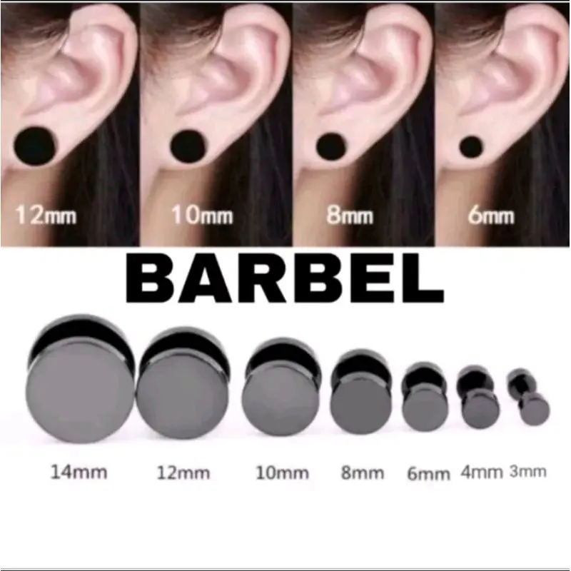 Anting Roda Barbel Tindik Hitam Silver & Gold Titanium Anting Tindik Pria Wanita Titanium Rings Earrings 0