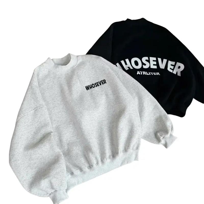   DEAL MỞ BÁN Áo nỉ nữ Sweater nỉ tàu trần bông mỏng nhẹ WHOSEVER  form rộng dài tay hot trend mẫu mới 2025 