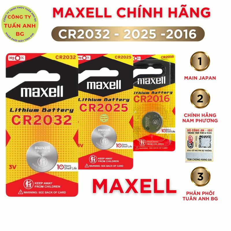 Pin CR2032H, Pin CR2025, Pin CR2016 Lithium 3V Maxell Japan dùng cho điều khiển ô tô, cân điện tử,..
