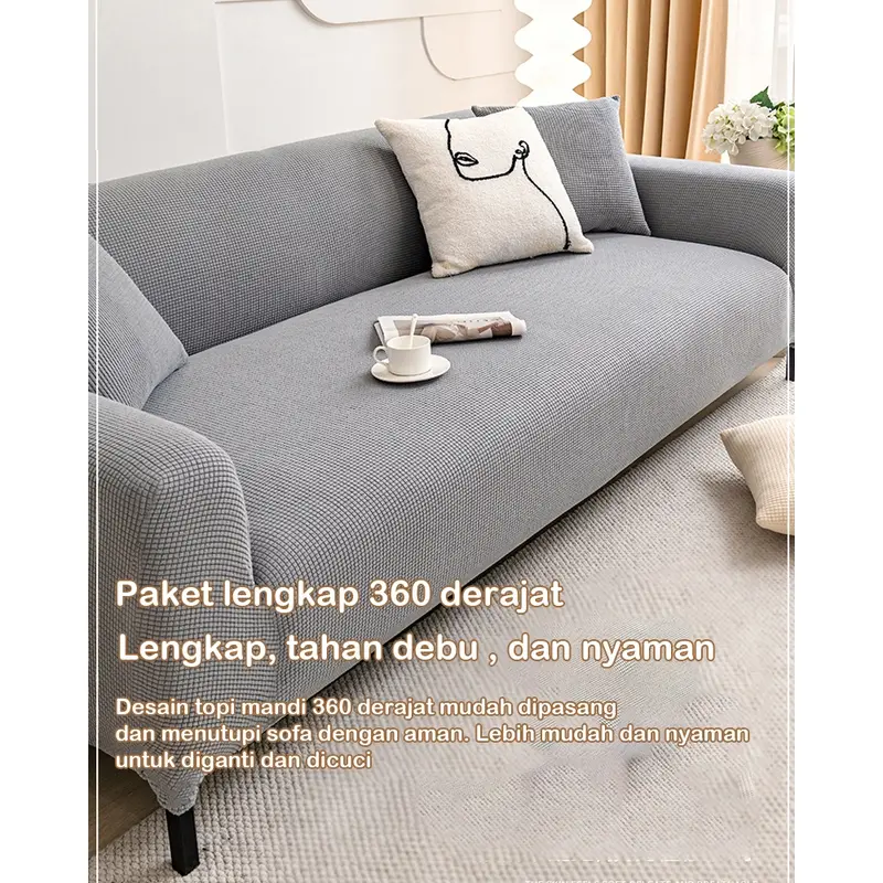 Cover sofa Tebal Sarung Sofa Anti Slip Penutup Sofa Warna Solid Seater 1/2/3/4 2