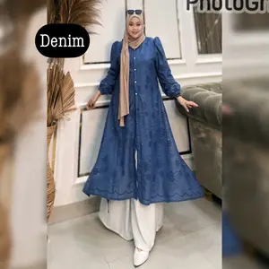 Queenasyari - Diajeng Long Tunik KATBOL Jumbo Ld 120-140 cm Bahan Katun BKK Bordir Stylish Flowly Nyaman Di Pakai Full Kancing Lebaran Kondangan