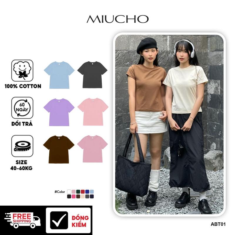  Áo thun baby tee trơn ABT01 Miucho vải cotton cổ tròn in basic 