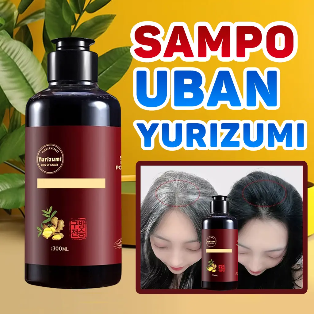 YURIZUMI 300ml Shampo Penghilang Uban Permanen Penghitam Black Herbal Natural Polygonum Multiflorum Anti Ketombe Anti Rambut Rontok Dan Mengontrol Minyak Shampoo Uban Menjadi Hitam