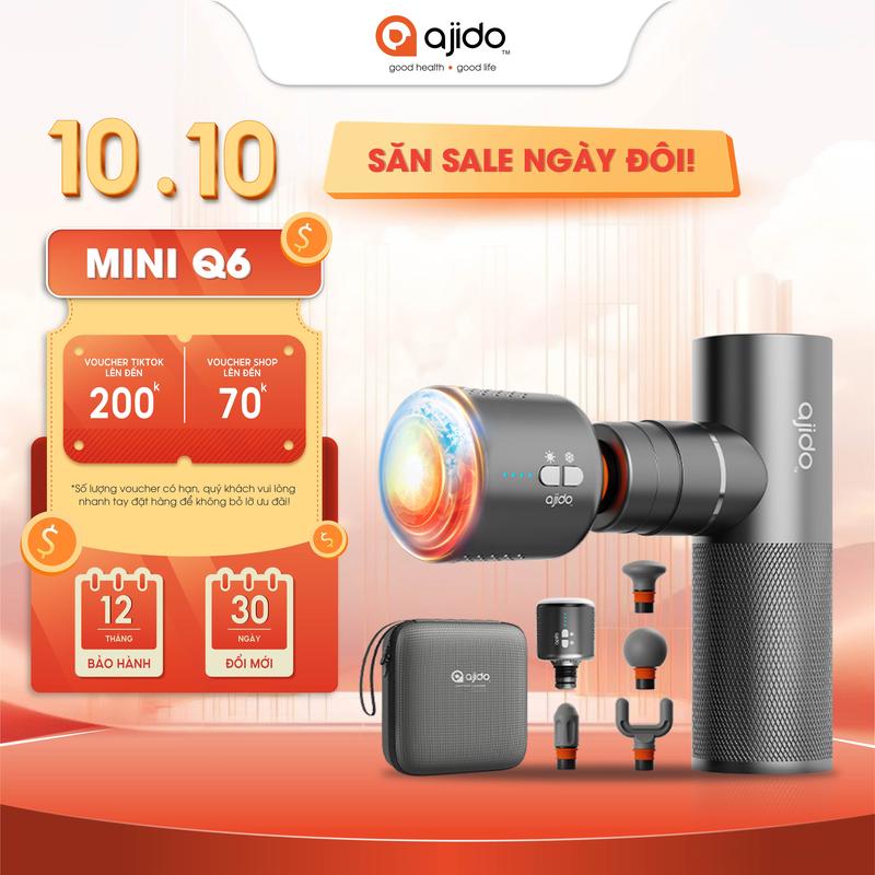 Máy Massage Cao Cấp Ajido Mini Q6 - Mát Xa Chuyên Sâu, Giảm Đau Nhức Cơ, Tích Hợp Đầu Massage Nóng & Lạnh