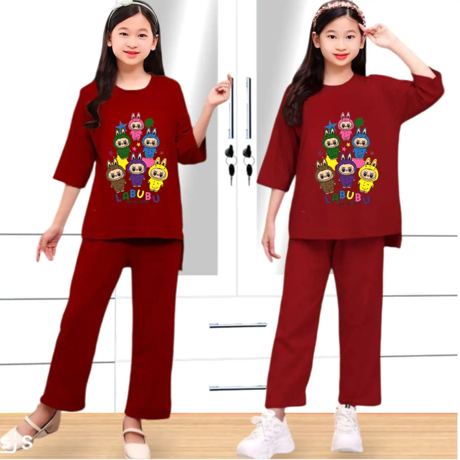 Setelan Labubu 05 Anak Sapai Remaja (Set Clana Panjang) - Baju Stelan Pinguin Lucu dan Nyaman - Fashion
