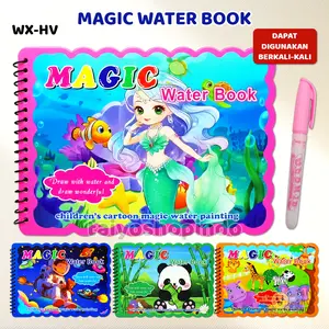 TAIYO Magic Water Book Color Buku Air Ajaib Gambar Warna Free Pena Edukasi Mewarnai Mainan Anak