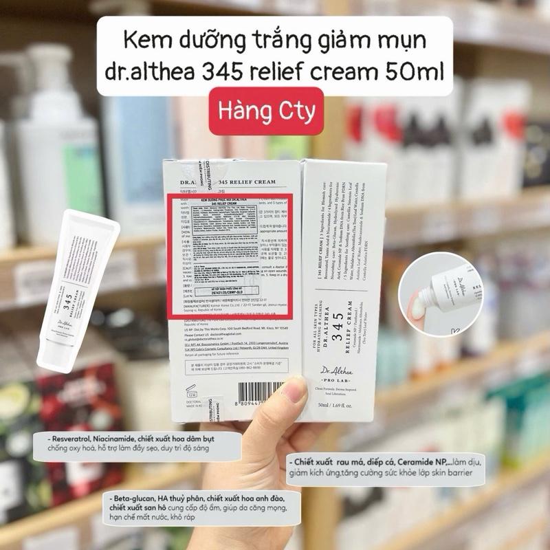  Kem dưỡng 345 Relief Cream Dr.Althea hỗ trợ sáng ẩm phục hồi dịu nhẹ dưỡng da thuần chay 