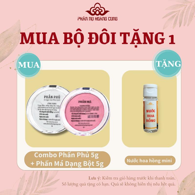  Combo Trang Điểm Phấn Phủ Ngọc Trai 5g & Phấn Má Dạng Bột 5g Phấn Nụ Hoàng Cung Cosmetic Mỹ Phẩm Nữ 
