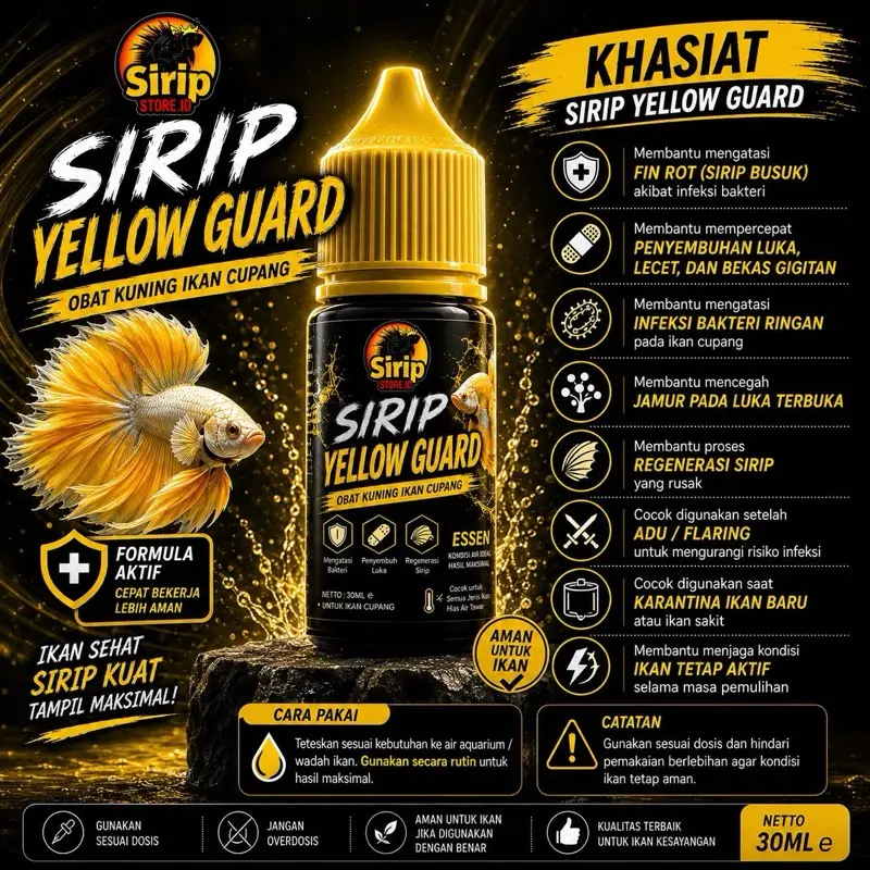Sirip Yellow Guard Variasi Giant Hm Pk CT veiltail Doubel Tail sirip force 30ML