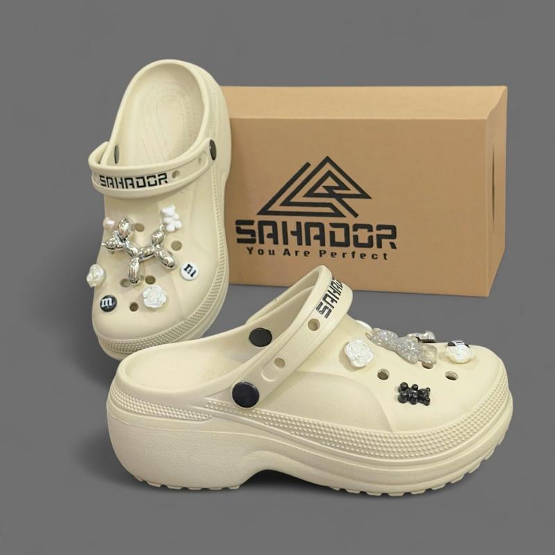 Dép Sục Nữ Đế Cao Thời Trang SAHADOR ,Dép Bánh Mì Nữ Quai Ngang Tặng Kèm Charm gấu Bearbrick CRS02