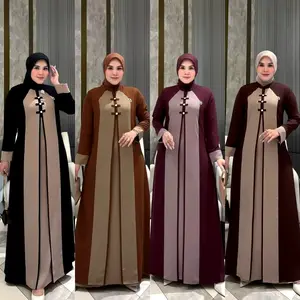 COD Yunna Abaya Ceruty Babydoll Voll 2 Dress Kondangan Jumbo M L XL XXL XXXL XXXXL Abaya Wanita Premium Model Simple Elegant Resleting Depan Busui Friendly