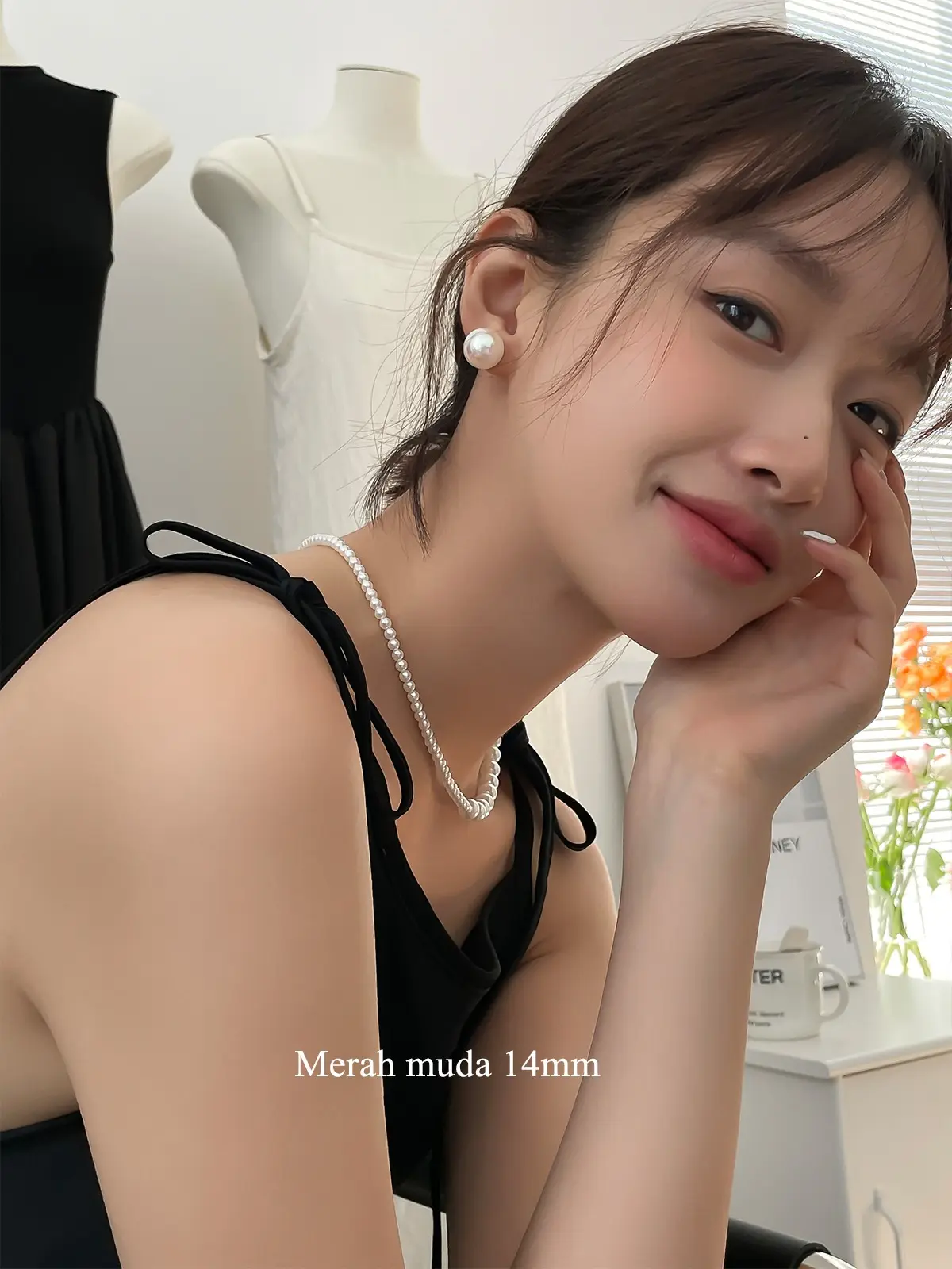 EAR PARTNER-925 Jarum Perak Anting-anting mutiara Serene Shijia, sama seperti bintang populer, anting-anting perak murni untuk wanita dengan menjaga lubang telinga, aksesori telinga model baru tahun 2024 yang populer.