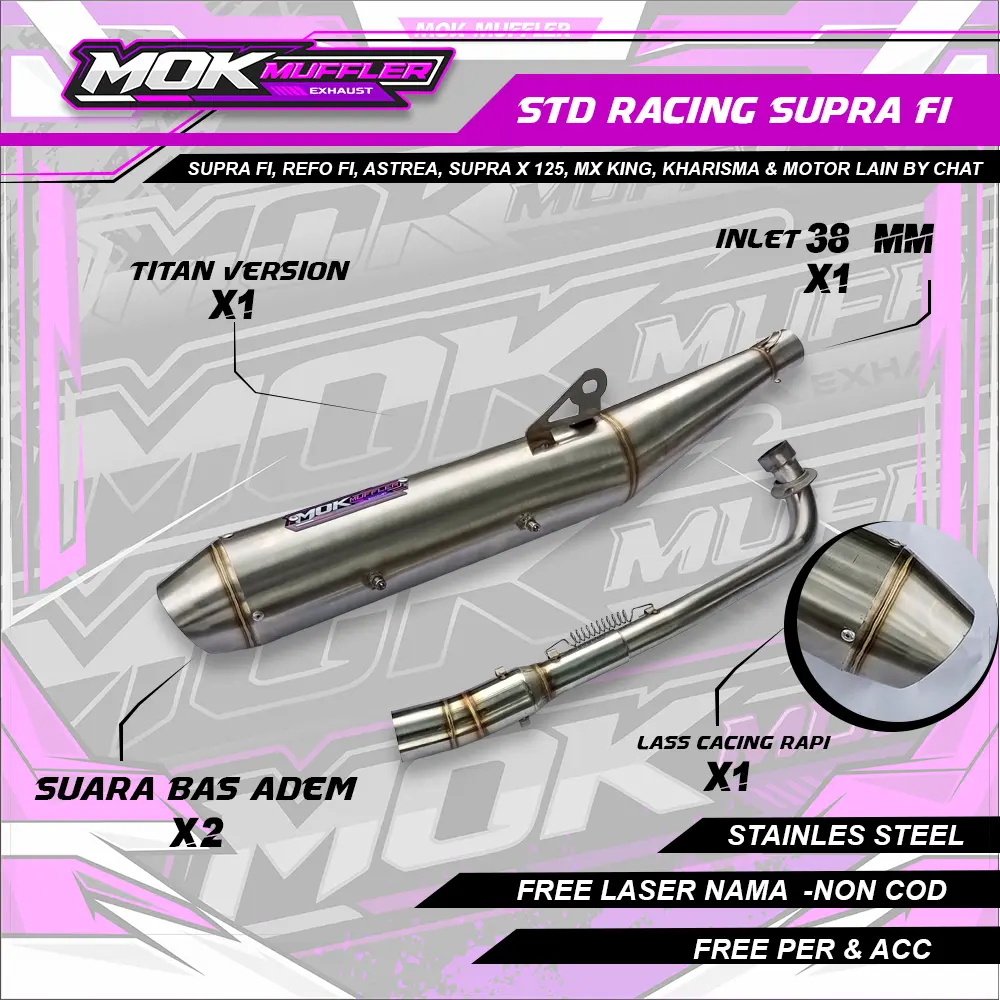 KNALPOT STANDAR RACING BEBEK HONDA KARISMA SUPRA X 125 DLL FULL SYSTEM