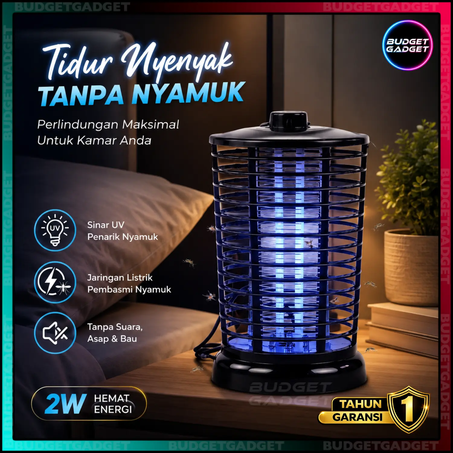 Tango Cross Lampu LED UV Anti Nyamuk 4 LED EU Plug 2W A-88 Desain Modern Tanpa Asap Bau Suara Aman Digunakan untuk Kamar Nyaman