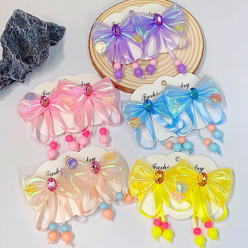 ED - 2PCS / SET JEPITAN RAMBUT PITA ANAK MODEL TALI MUTIARA KOREAN / JEPIT RAMBUT PITA ANAK LUCU KOREA 1