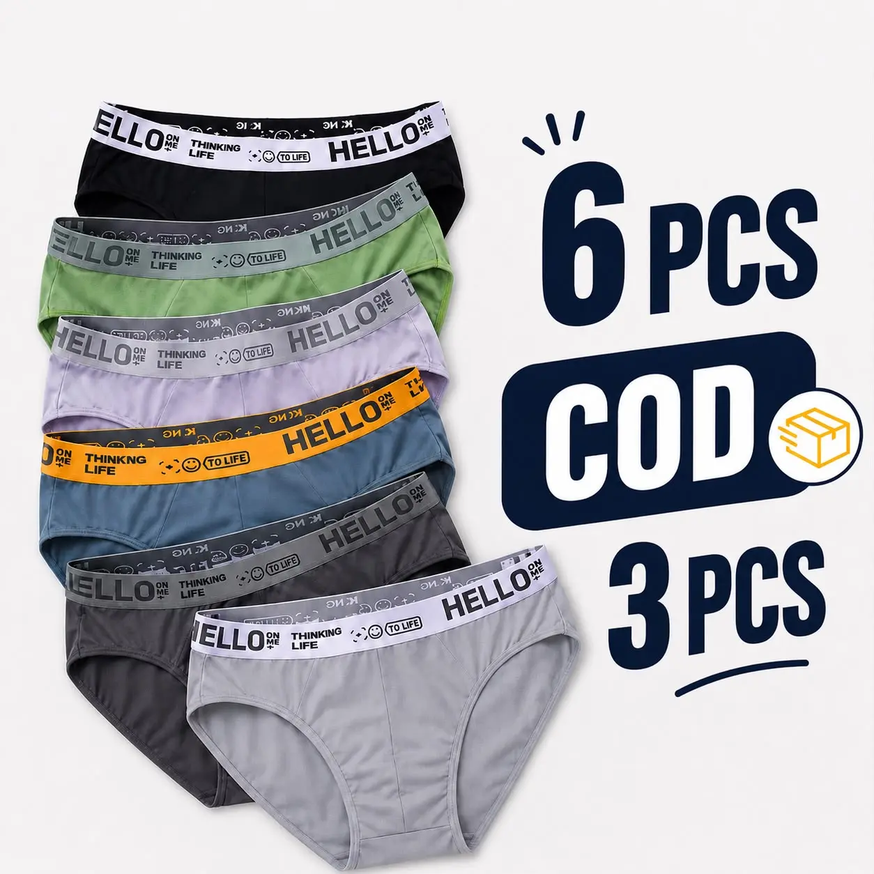 Celana Dalam Pria Dewasa 3-6 PCS, Sempak Pria, Katun Adem Nyaman Dipakai Seharian Sport Karet Motif Underwear Segitiga