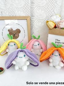 Juguetes de peluche divertidos con forma de conejo, zanahoria y fresa; animales suaves que se transforman en frutas; muñeco de conejo para niños y niñas; ideal como regalo de cumpleaños