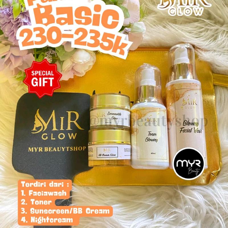 MIR GLOW SKINCARE BASIC WHITENING free GIFT RANDOM Wajah Pencerah  Aging Perawatan Pelembab Facial Hitam Muka 1
